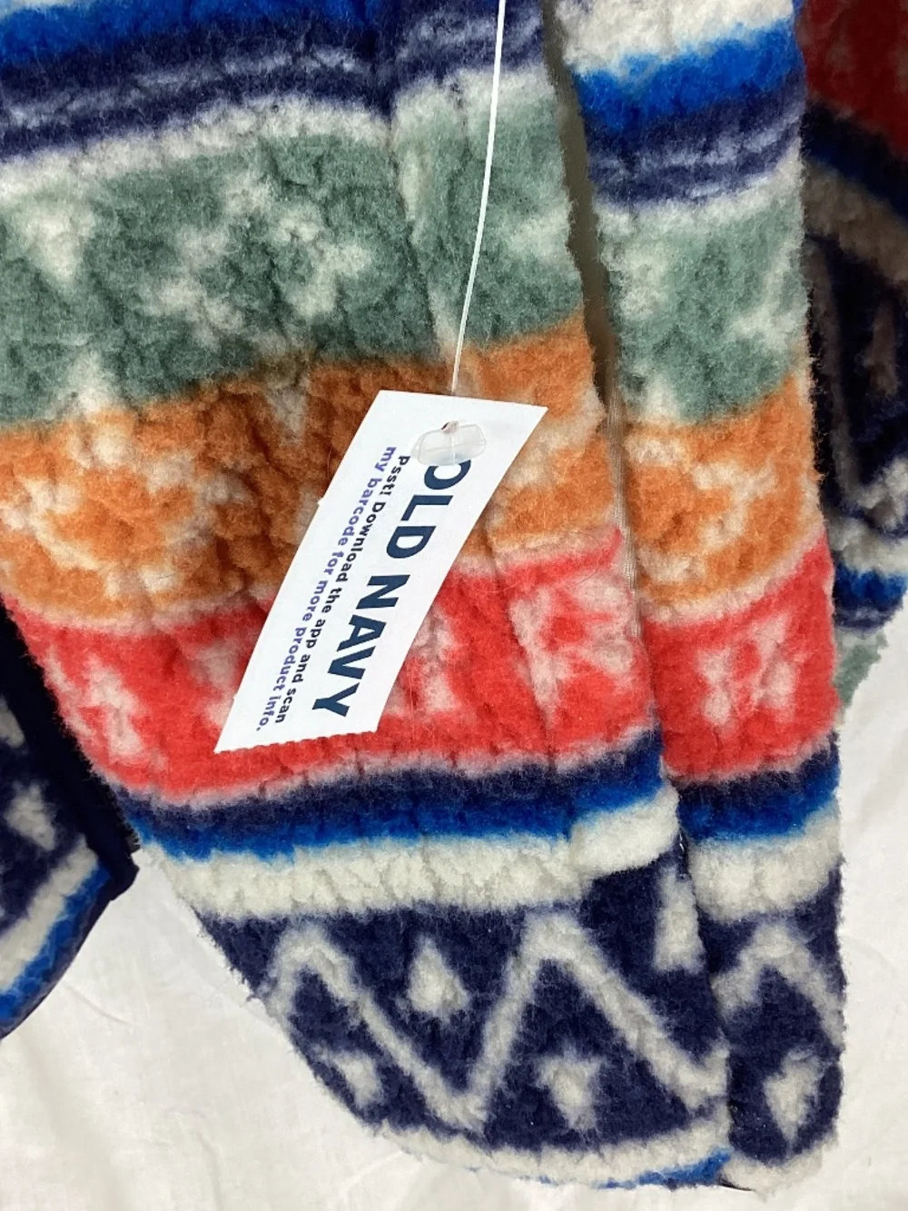 Old Navy Childrens Fleece Zip Front Jacket Size L 10-12 Multicolored Pattern